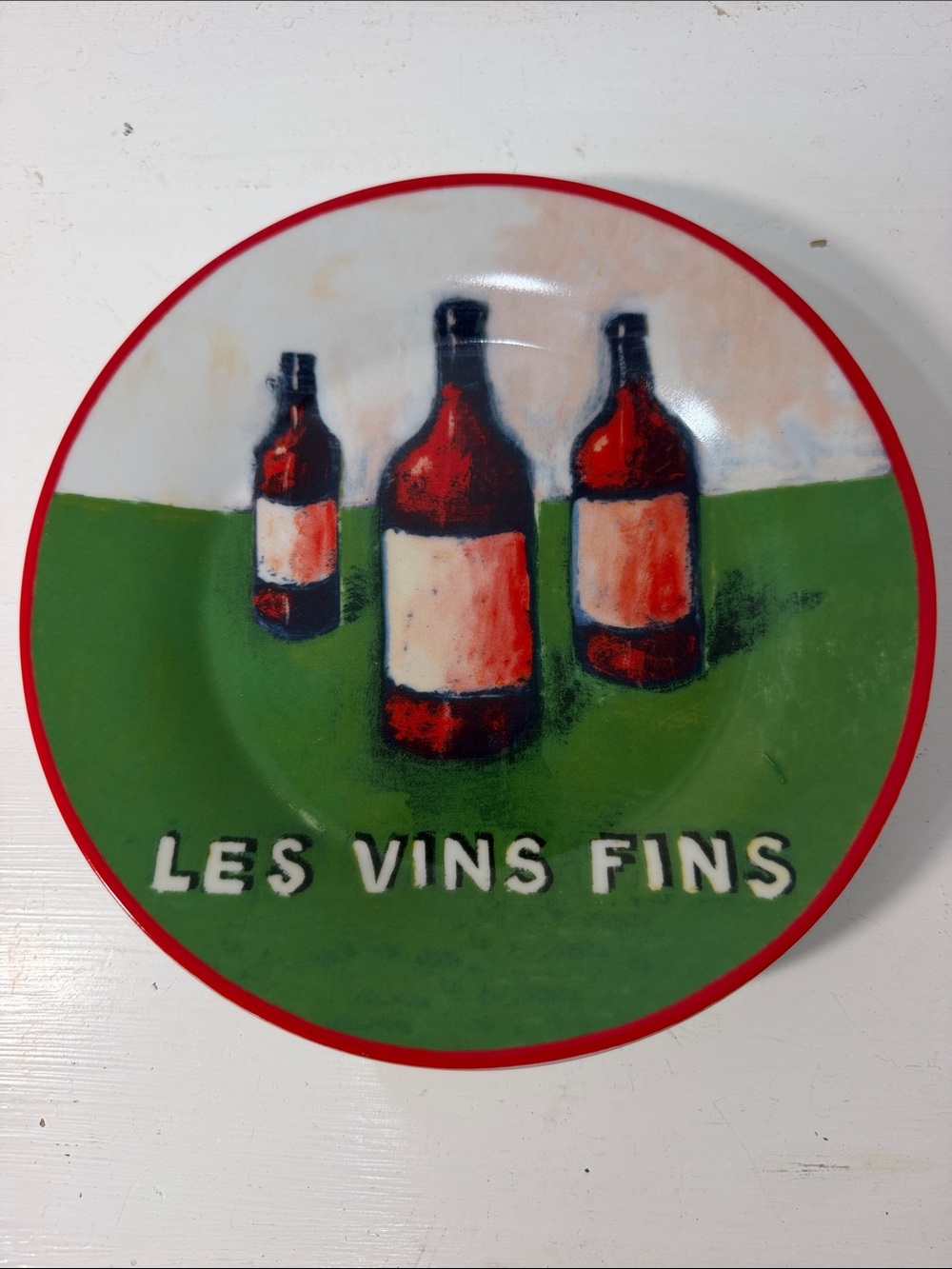 Danica Les Vins Fins Cocktail Hors D’Oeuvres 3 plates with wine bottle plates